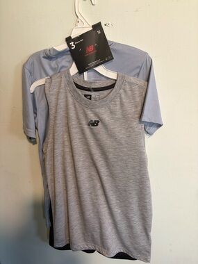 New Balance Kids Short Sleeve Tees in Light Gray & Light Blue - 3 Pack